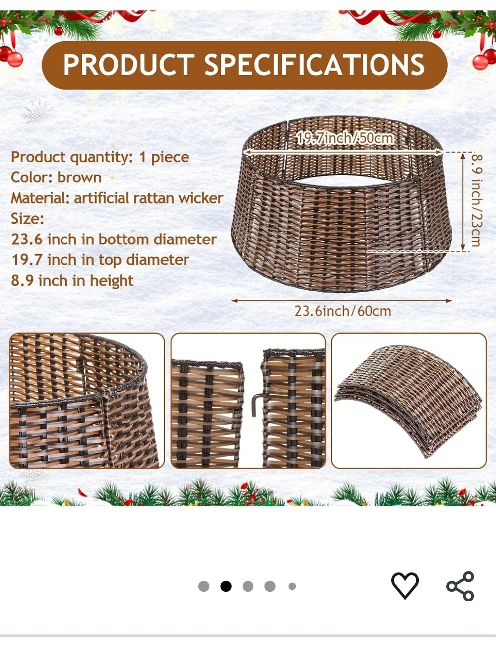 Woven Rattan Tree Collar - Gray Christmas Tree Skirt